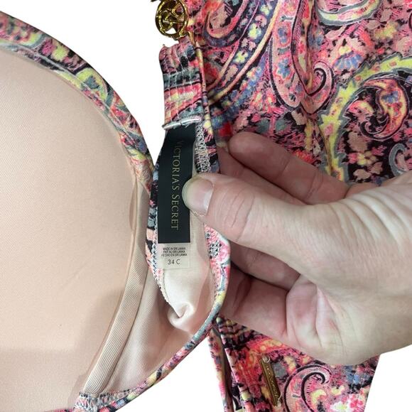 Victoria's Secret Women Bikini Swimsuit Size 34C Top and Small Bottom Multicolor - Picture 7 of 10